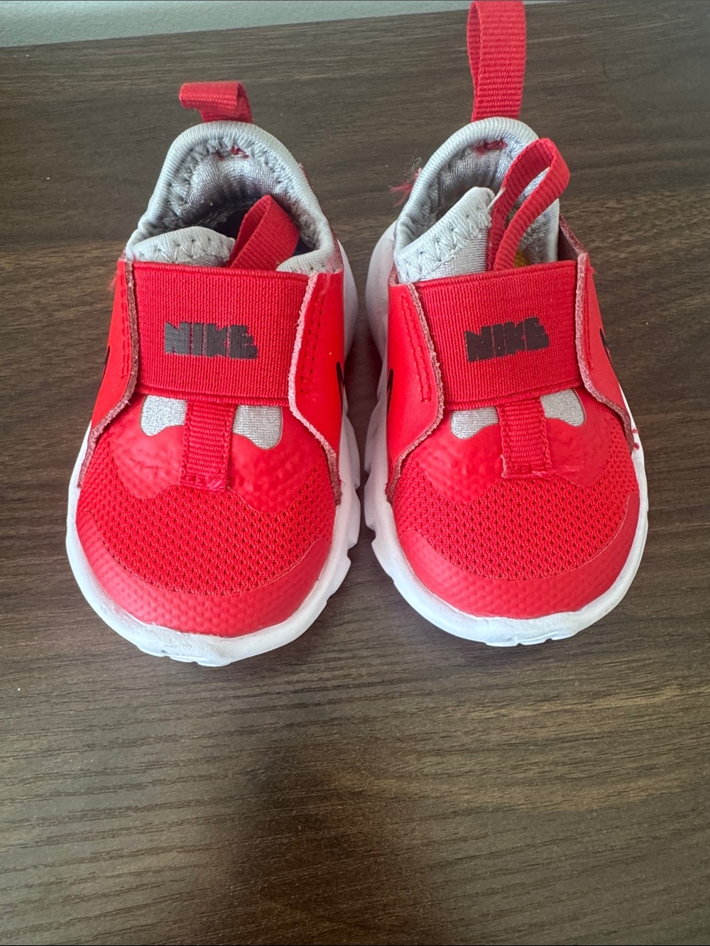 Nike Kids Red Slip-On Athletic Sneakers with White Sole